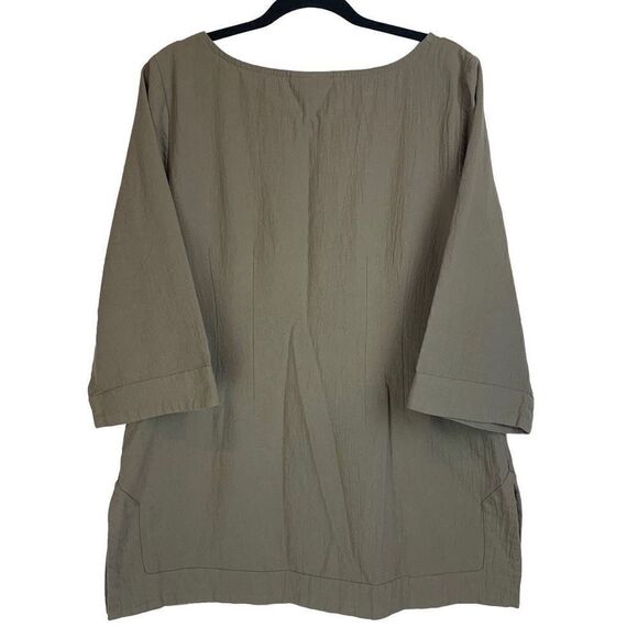 Soft Surroundings Gray Cotton Bell Sleeve Tunic Top Blouse Size L - Picture 3 of 9